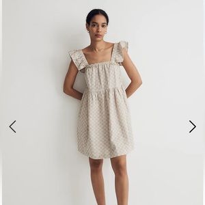 NWT Madewell Flutter-Sleeve Square-Neck Mini Dress in Striped Jacquard